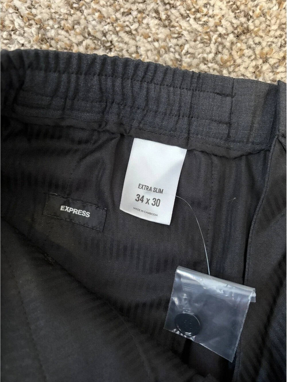 Express Men's Gray Extra Slim Wool Blend Drawstrings Dress Pants Size 34x30 NWT